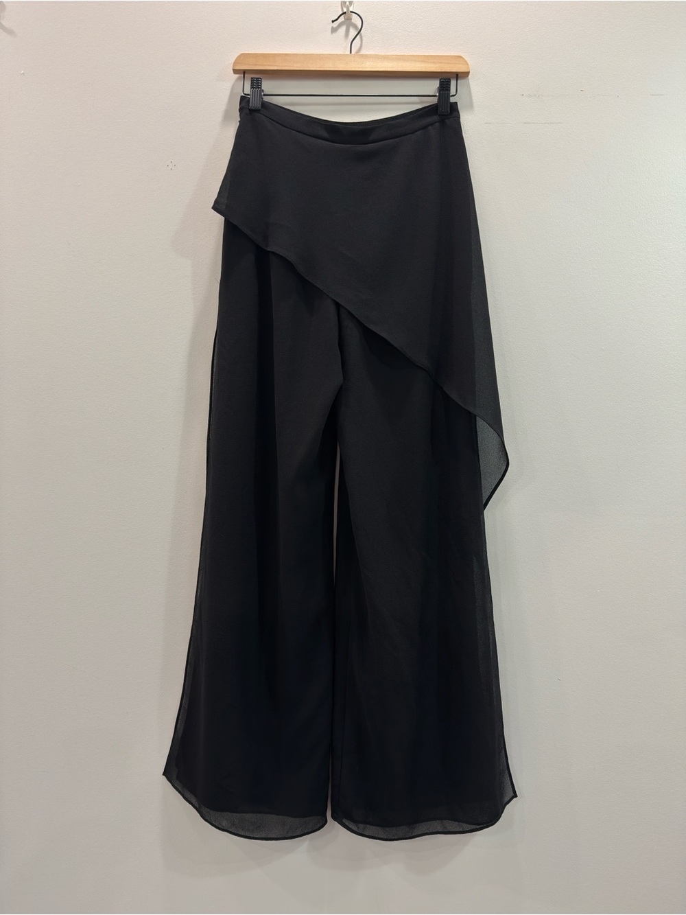 Vintage 90s Jessica Onyx Chiffon Overlay Wrap Wide-Leg Pants Size 6